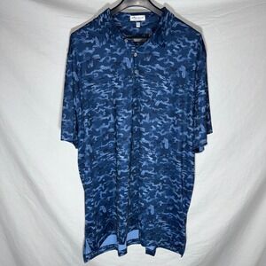 Peter Millar Summer Comfort Crown Sport Tidal Performance Golf Polo Blue XXL